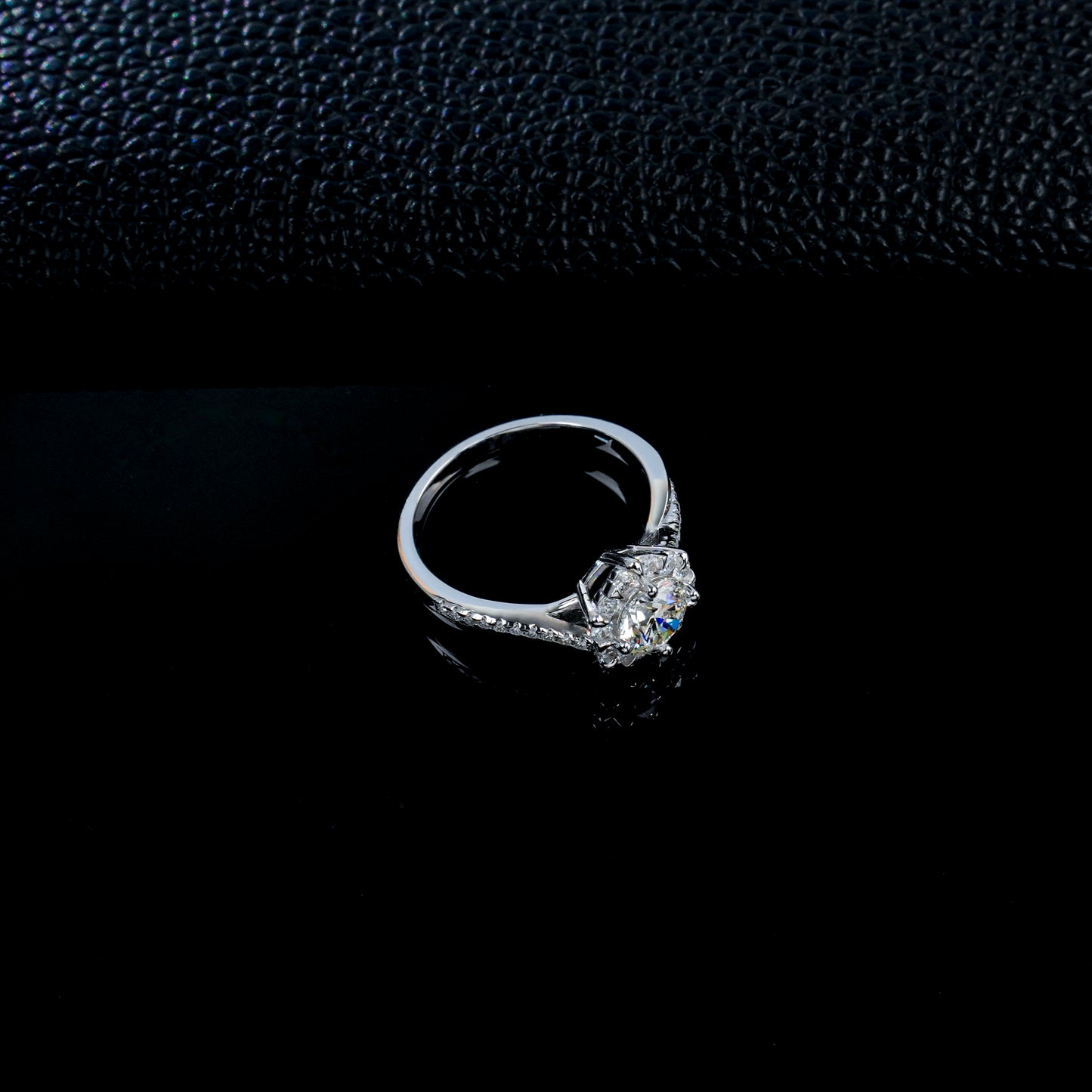 1CT Lab Grown Diamond Halo Engagement Ring, 925 Sterling Silver Pave Band Promise Ring