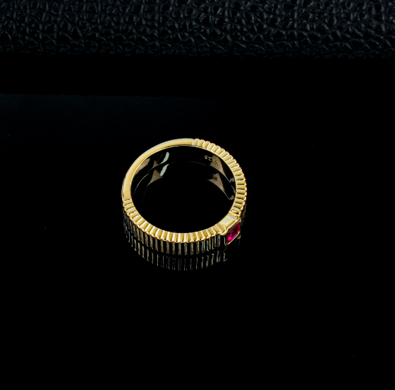 S925 Sterling Silver Lab Grown Ruby Fluted Band Ring