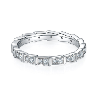925 Sterling Silver 0.53ct Lab Grown Diamond Eternity Band - Geometric Serpent Stackable Ring