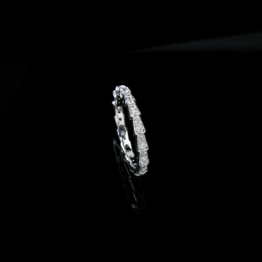 925 Sterling Silver 0.53ct Lab Grown Diamond Eternity Band - Geometric Serpent Stackable Ring