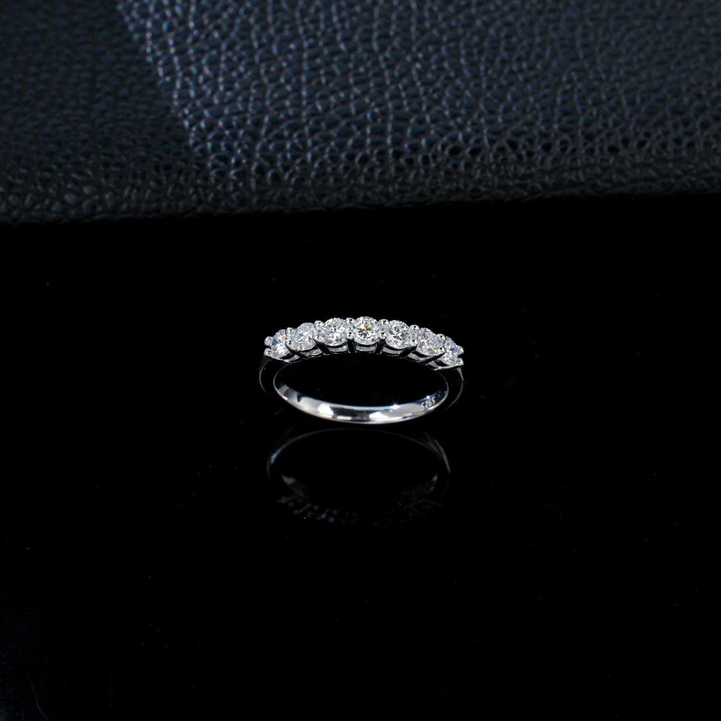925 Sterling Silver 0.7ct Total Lab Grown Diamond Half Eternity Stackable Ring
