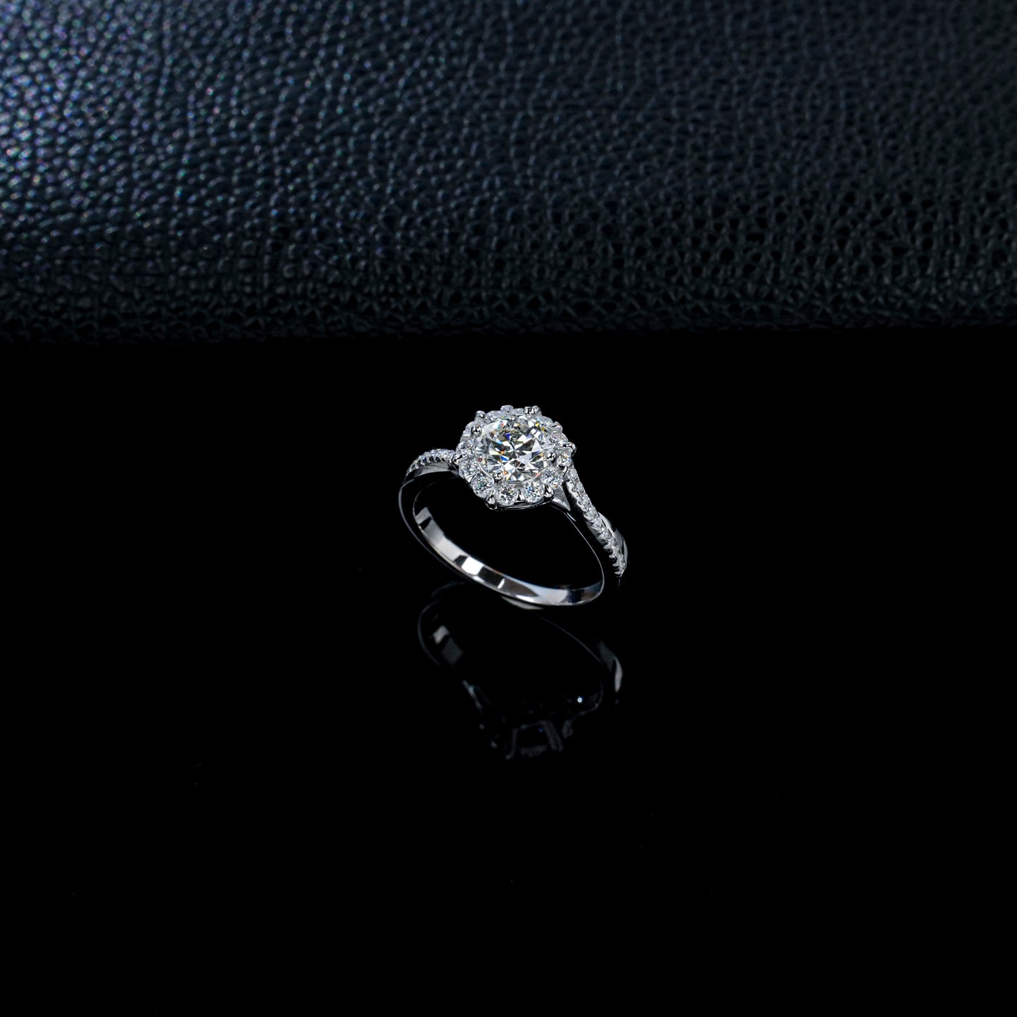 1CT Lab Grown Diamond Halo Engagement Ring, 925 Sterling Silver Pave Band Promise Ring