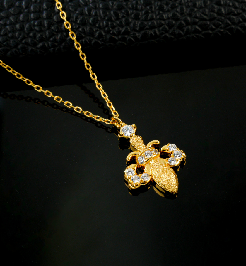 S925 Sterling Silver 24K Gold Plated Tibetan Vajra Dorje Spiritual Pendant Necklace