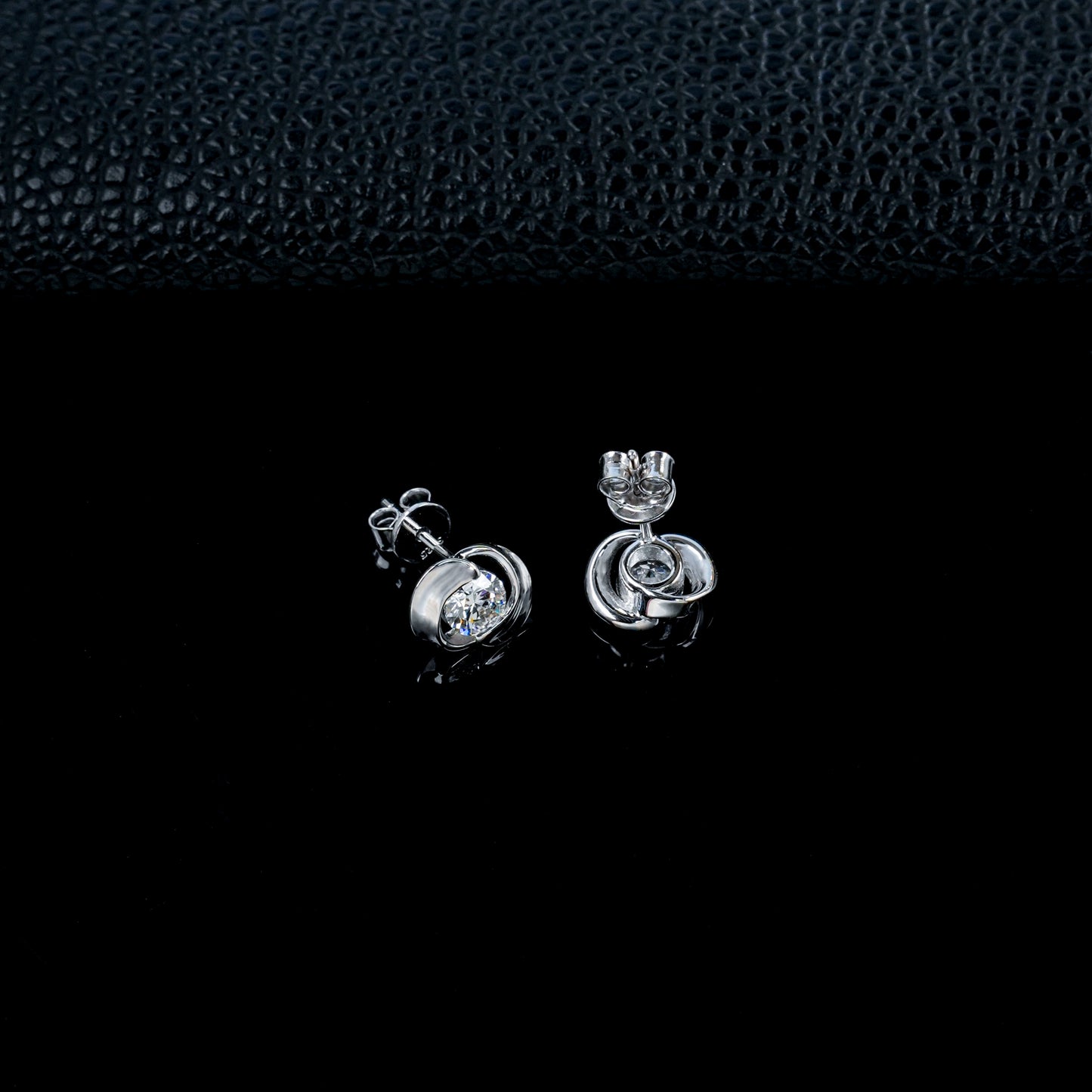 925 Sterling Silver Rose Flower Lab Grown Diamond Stud Earrings, Round Solitaire Diamond Earrings