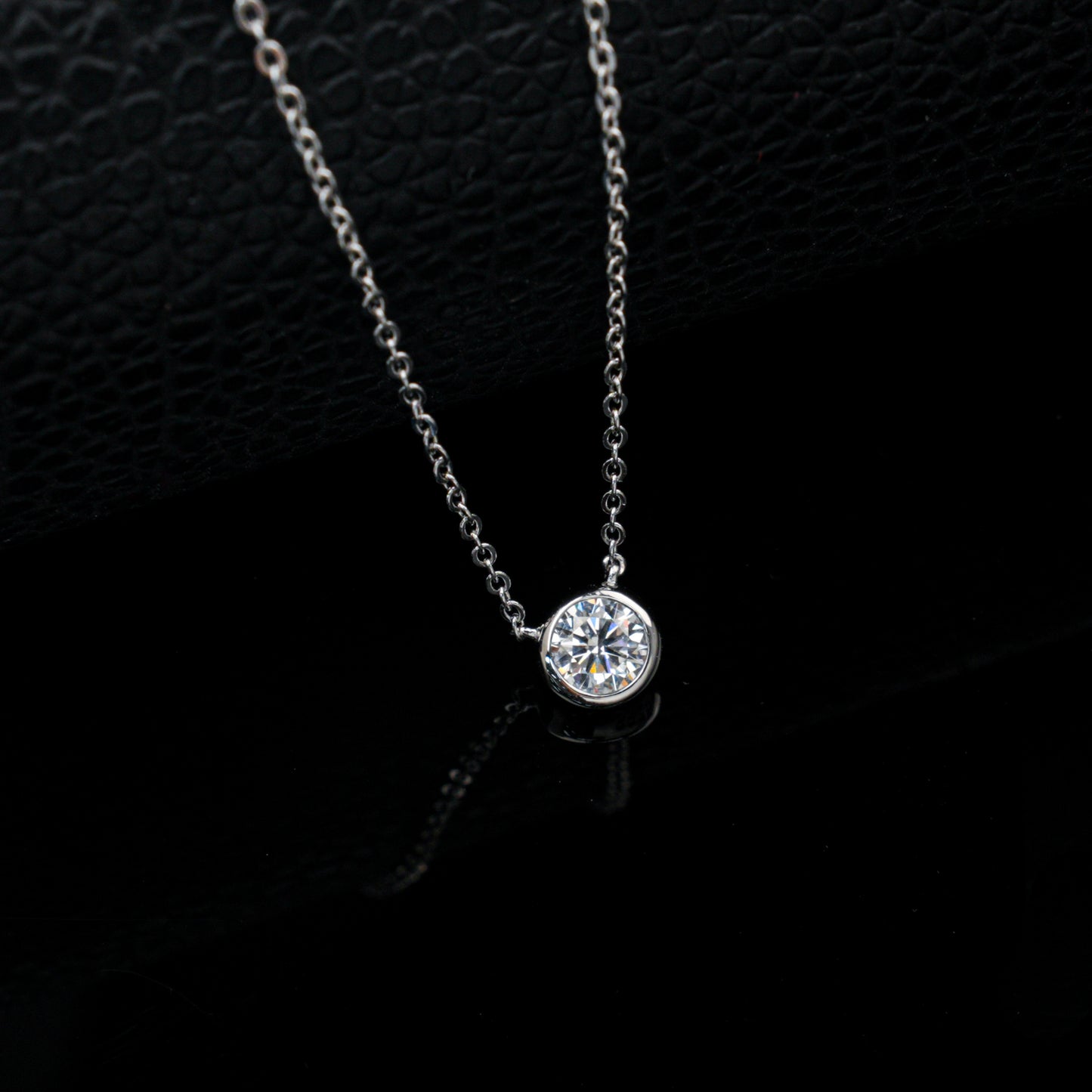925 Sterling Silver 0.5ct Lab Grown Diamond Pendant Necklace - Bezel Set Solitaire Necklace