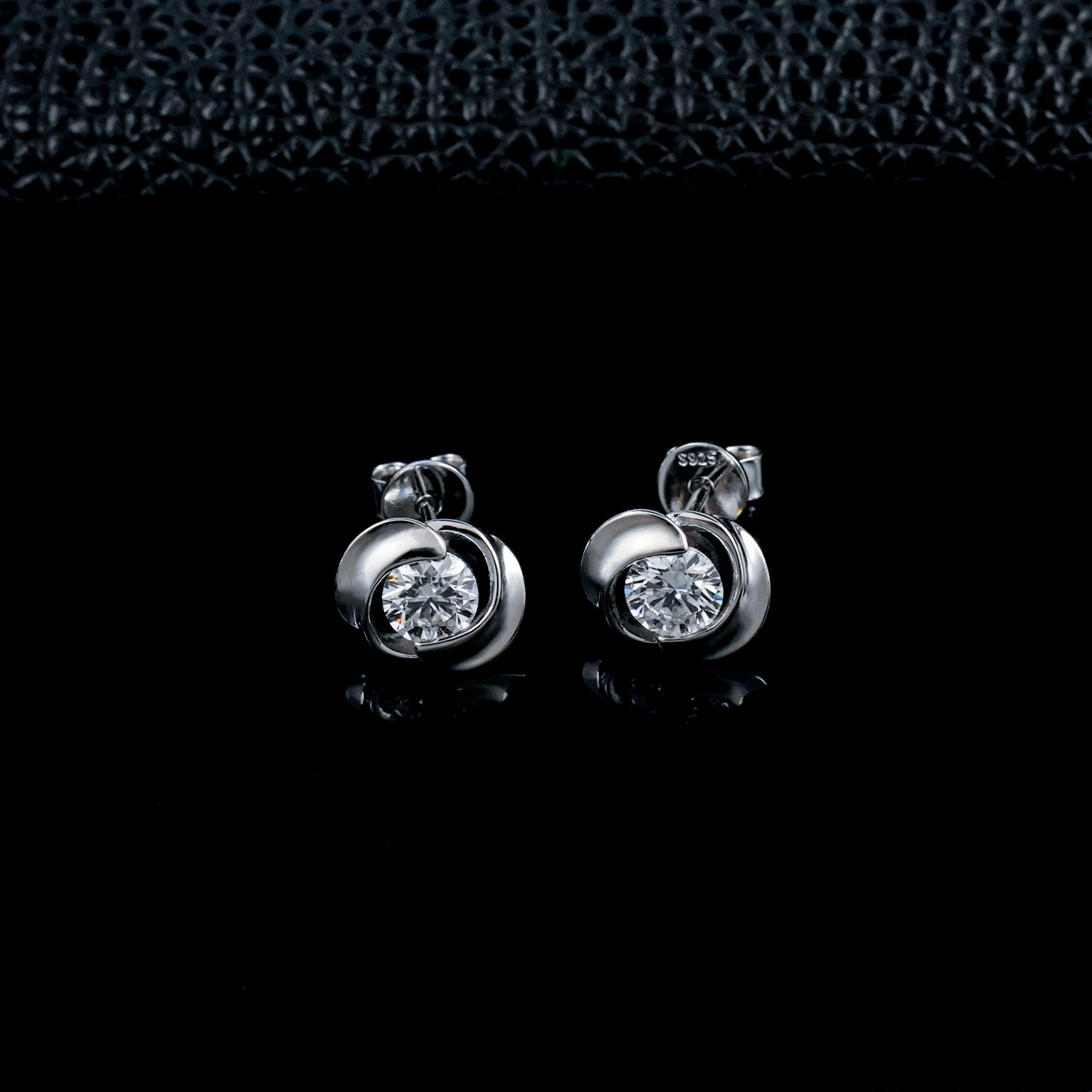 925 Sterling Silver Rose Flower Lab Grown Diamond Stud Earrings, Round Solitaire Diamond Earrings