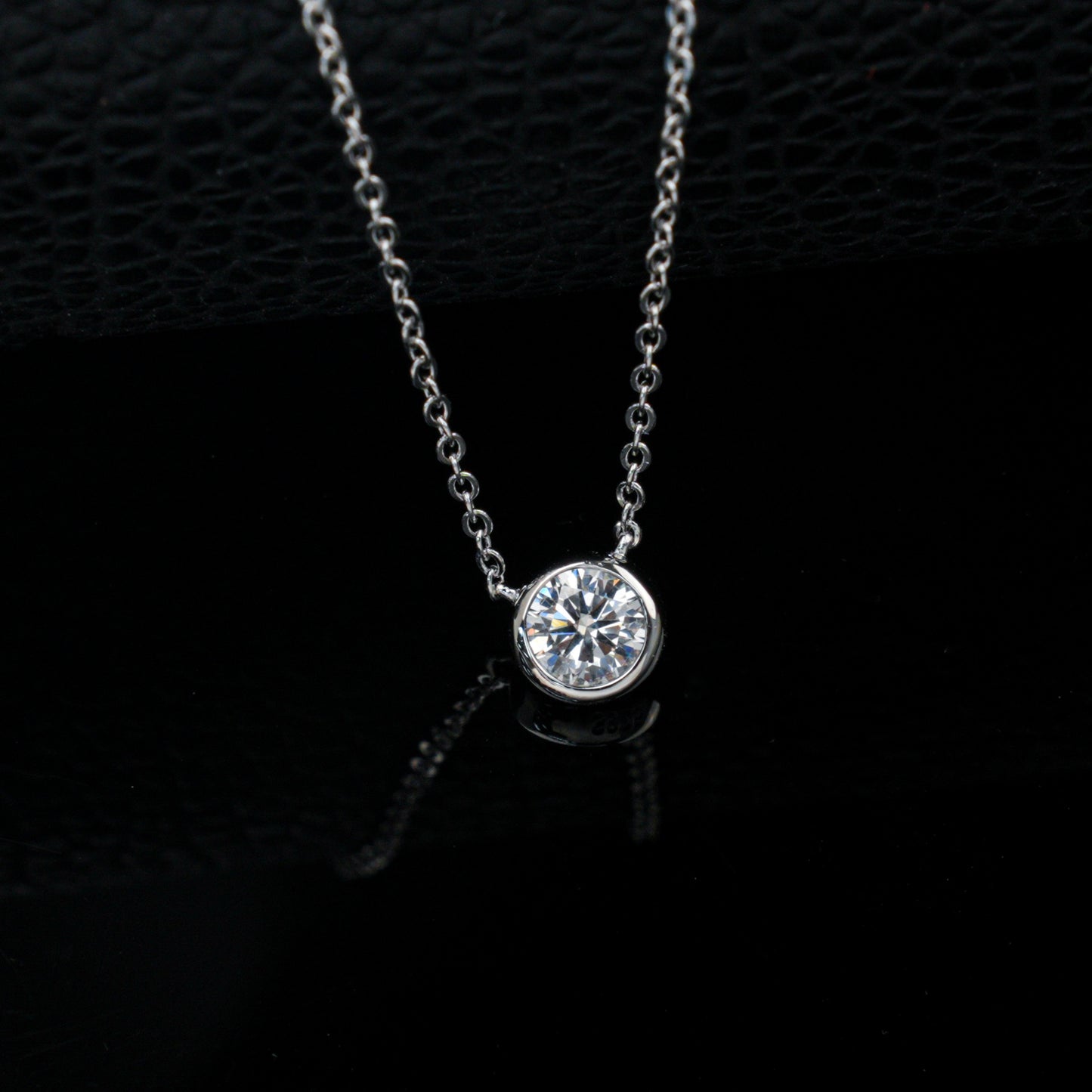 925 Sterling Silver 0.5ct Lab Grown Diamond Pendant Necklace - Bezel Set Solitaire Necklace