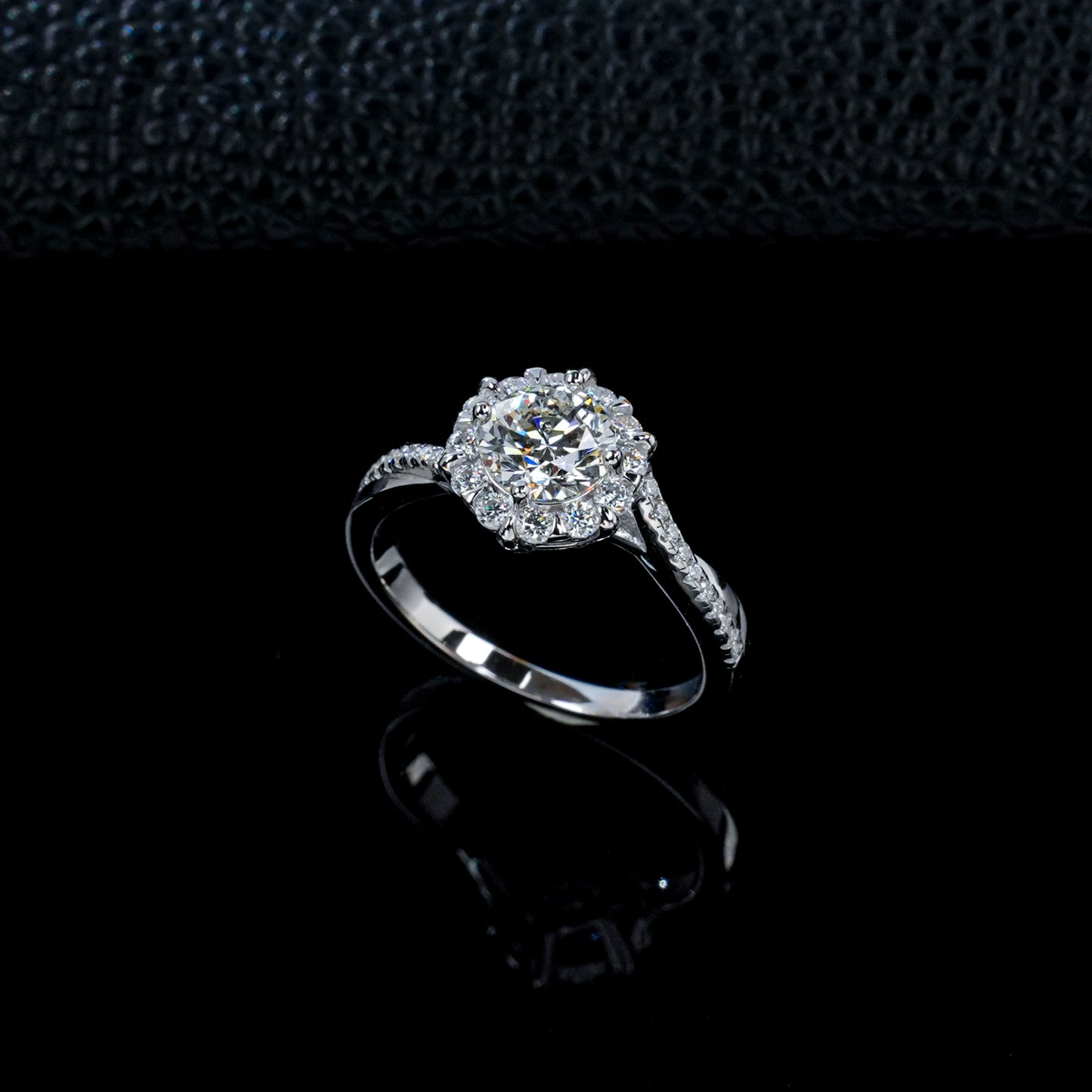 1CT Lab Grown Diamond Halo Engagement Ring, 925 Sterling Silver Pave Band Promise Ring