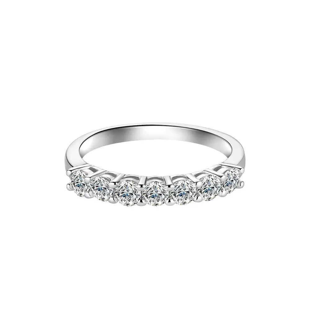 925 Sterling Silver 0.7ct Total Lab Grown Diamond Half Eternity Stackable Ring