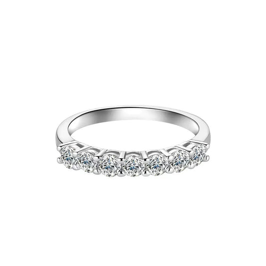 925 Sterling Silver 0.7ct Total Lab Grown Diamond Half Eternity Stackable Ring