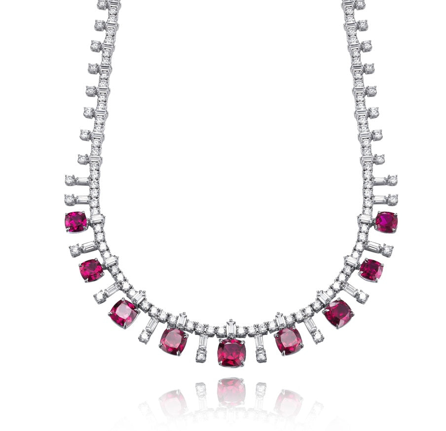 925 Silver Lab-Grown Ruby Necklace