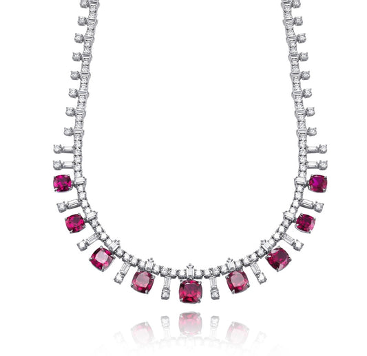 925 Silver Lab-Grown Ruby Necklace