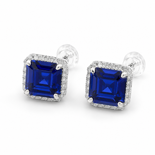 925 Silver Lab-Grown Sapphire Earrings
