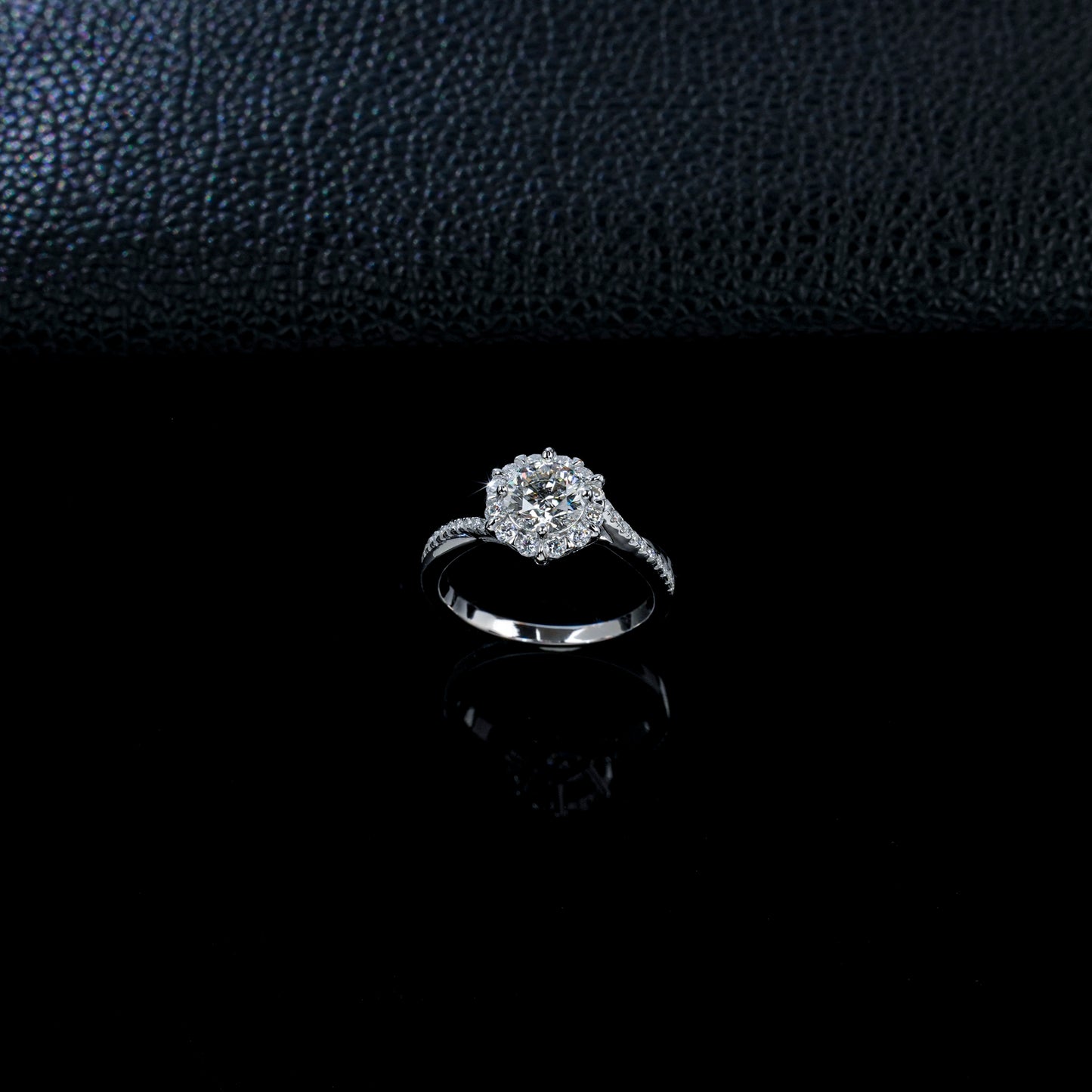 1CT Lab Grown Diamond Halo Engagement Ring, 925 Sterling Silver Pave Band Promise Ring