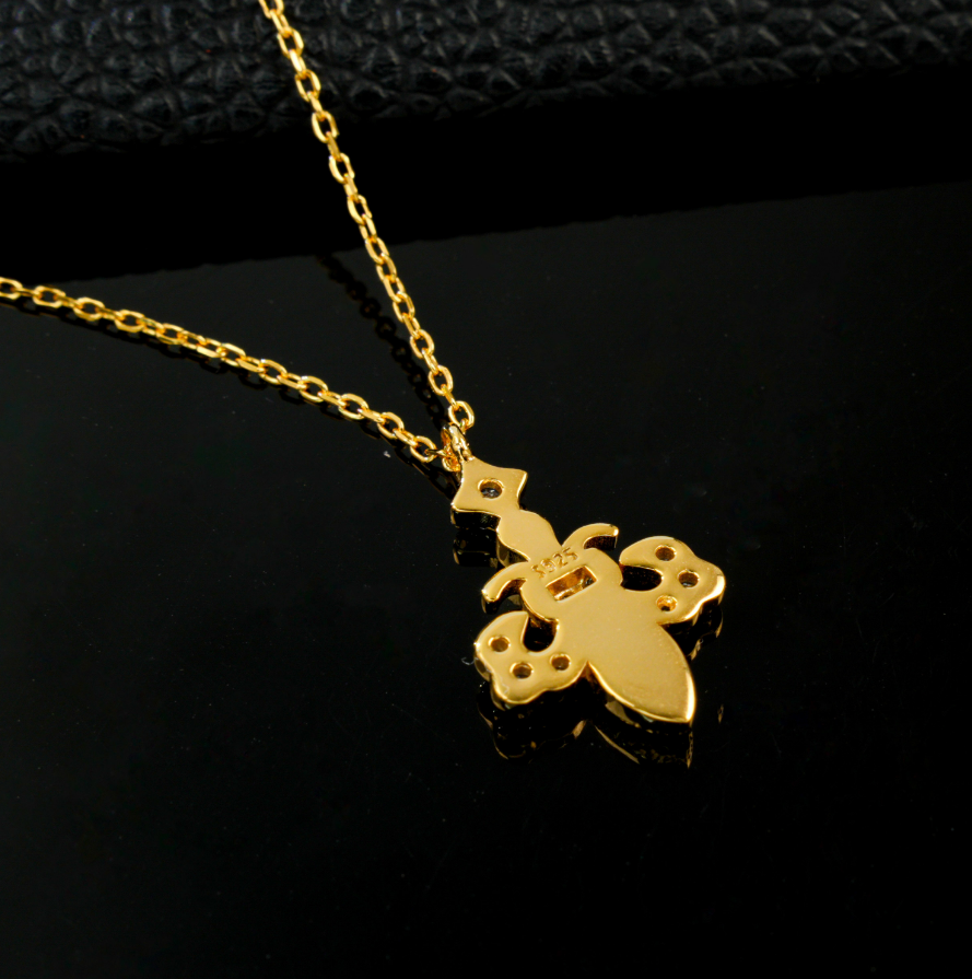 S925 Sterling Silver 24K Gold Plated Tibetan Vajra Dorje Spiritual Pendant Necklace
