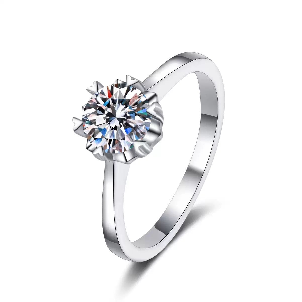 925 Sterling Silver 1ct DEF VS Lab Grown Diamond Ring Heart Prong Solitaire Engagement Ring
