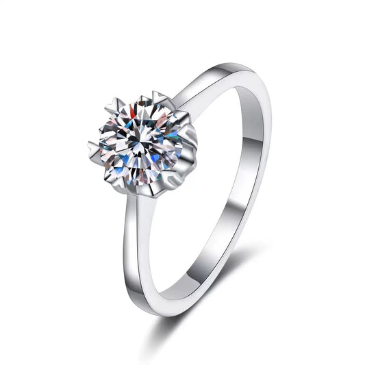 925 Sterling Silver 1ct DEF VS Lab Grown Diamond Ring Heart Prong Solitaire Engagement Ring