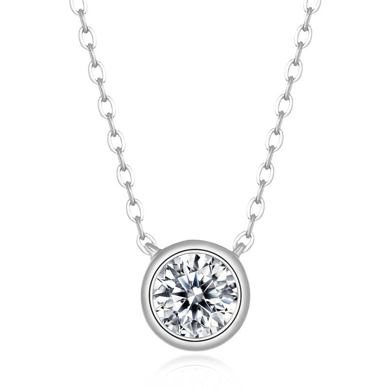 925 Sterling Silver 0.5ct Lab Grown Diamond Pendant Necklace - Bezel Set Solitaire Necklace